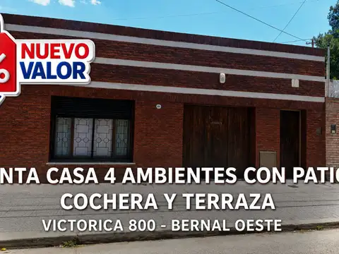 VENTA CASA 4 AMBIENTES PATIO COCHERA BERNAL OESTE