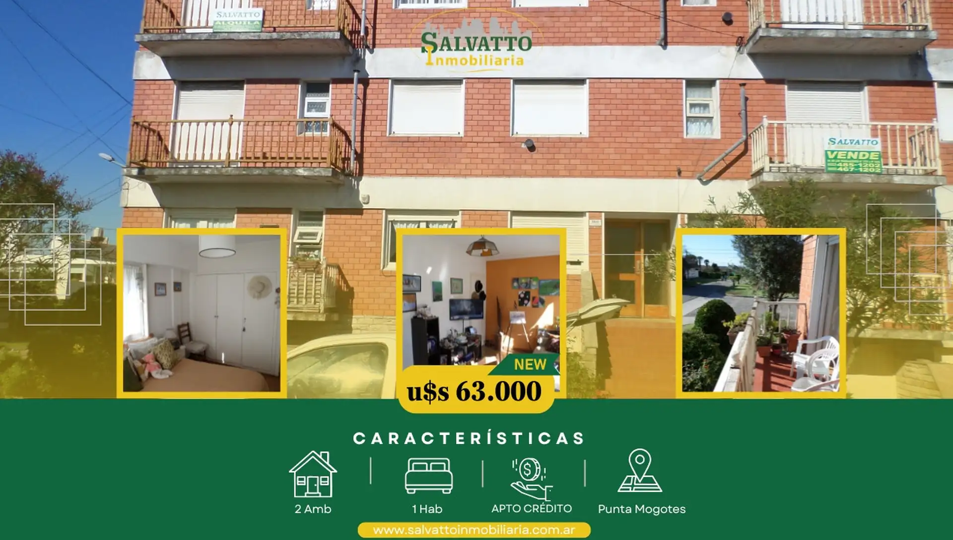 Departamento 2 ambientes a la calle con balcón en Punta Mogotes