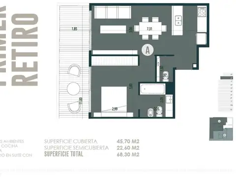 Departamento en Venta de 2 ambientes
