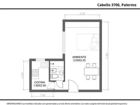 Departamento en Venta en Palermo Chico, USD 79.900