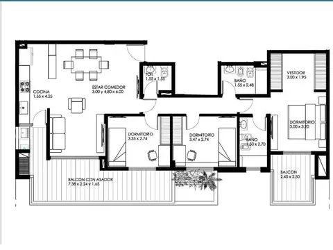Departamento en Venta con 1 cocheras