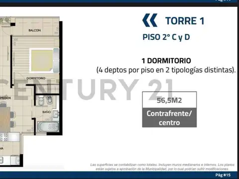 Departamento en Venta de 1 dormitorio