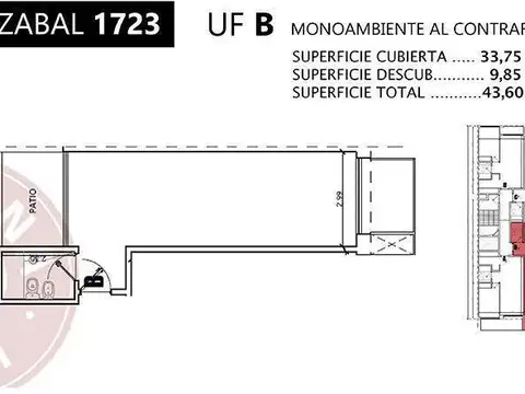 Departamento Monoambiente con 1 baño