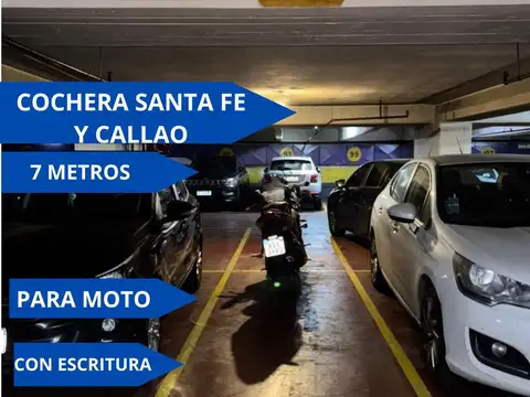 COCHERA EN VENTA CABA SANTA FE Y CALLAO PARA MOTO