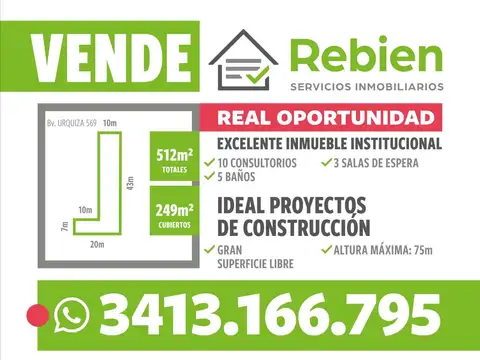 Oportunidad Lote a metros de la Municipalidad Urquiza 500.