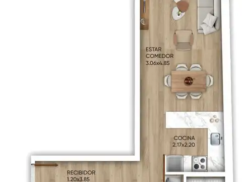 Departamento en Venta de 1 dormitorio