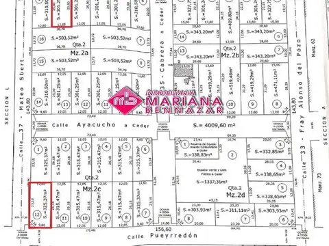 Terreno en Venta 12  mts Fondo