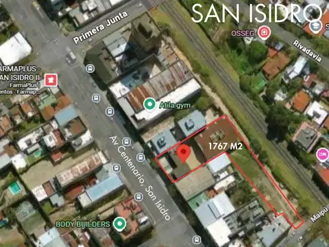 San Isidro Alquiler comercial terreno 1700m2 sobre avenida