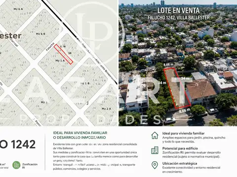 Terreno 8.66 X 34 Villa Ballester R.M