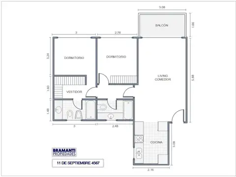 Departamento en Venta de 3 ambientes