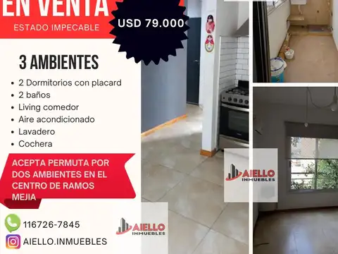 DEPARTAMENTO 3 AMB. COCHERA, SAN MARTIN AL1000,RAMOS MEJIA