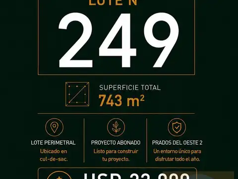 Lote en venta – Prados del Oeste 2 – Lote 249