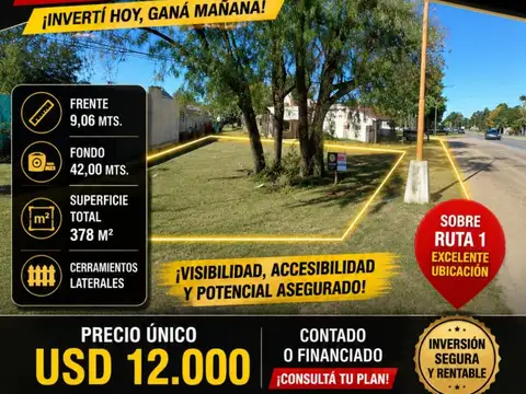 TERRENO EN VENTA CAYASTA ,SOBRE RUTA 1 IDEAL PARA LOCALES COMERCIAL