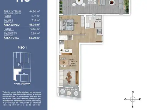 Patio en Hub 1 dorm en Cordon con Amenities 2027
