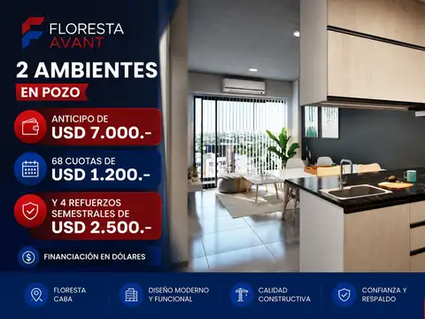 VENTA DPTO 2 AMB FLORESTA POZO ANTICIPO Y CUOTAS