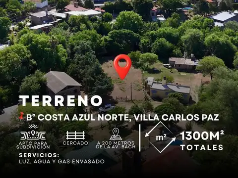 Venta De Terreno Plano De 1300M² En Costa Azul Norte, Villa Carlos Paz