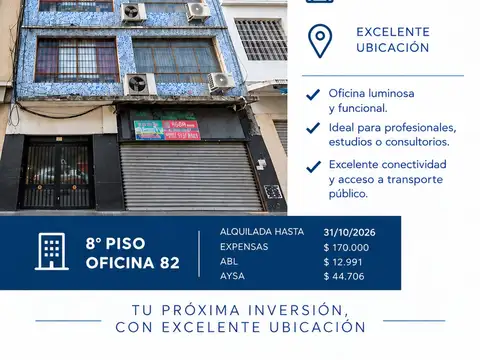 VENTA OFICINA 29M2 EN BALVANERA - PISO 8 