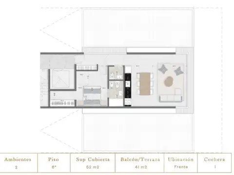 Departamento 2 ambientes con 1 baño
