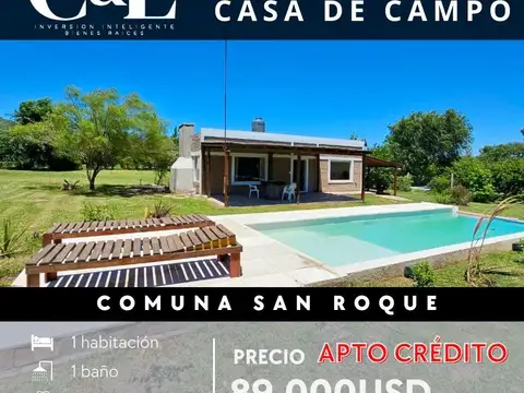 VENTA CASA DE CAMPO CON TERRENO DE 1.734M² EN COMUNA SAN ROQUE - Punilla