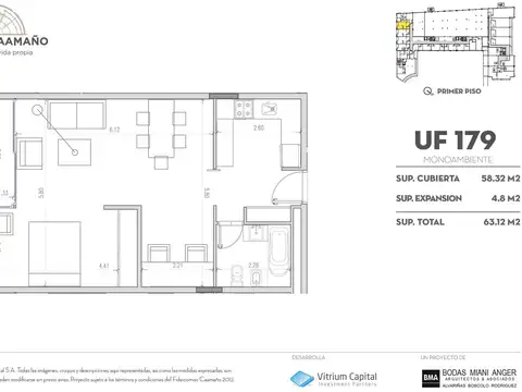 Departamento en Venta de 1 dormitorio