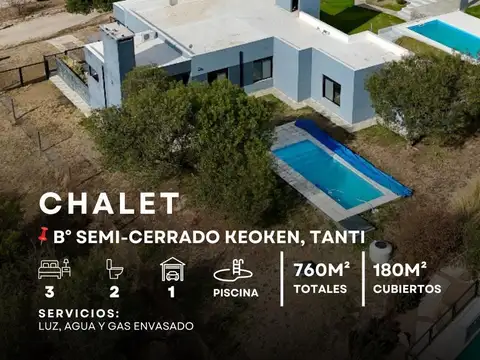 Venta Chalet de 3 Dormitorios Con Pileta En Barrio Semicerrado Keoken, Tanti