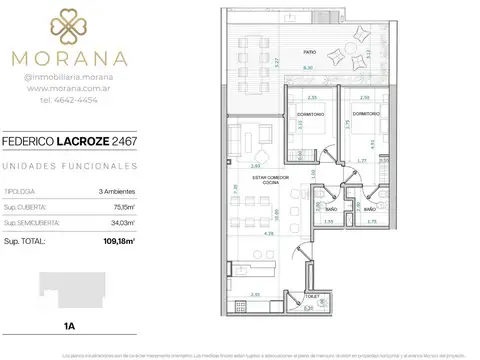 Departamento 3 ambientes. | Federico Lacroze al 2400