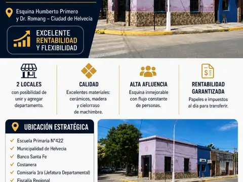 Vendo dos locales comerciales en Helvecia