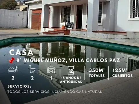 Venta Casa De 2 Dormitorios Con Pileta Y Calefacción Central En Miguel Muñoz, Villa Carlos Paz