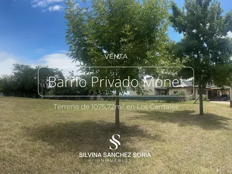 TERRENO DE 1075 M2 EN VENTA, BARRIO PRIVADO MONET