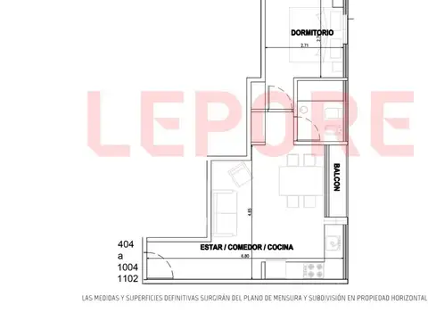 Departamento en Venta de 1 dormitorio
