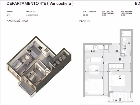 Departamento en Venta de 1 dormitorio