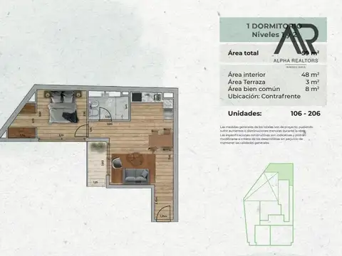 Departamento en Venta de 3 ambientes