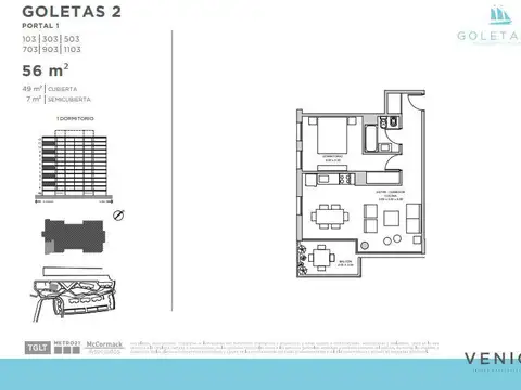 Departamento en Venta de 2 ambientes