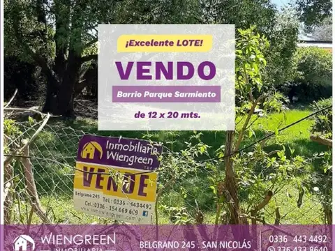 Vendo lote en barrio Parque Sarmiento