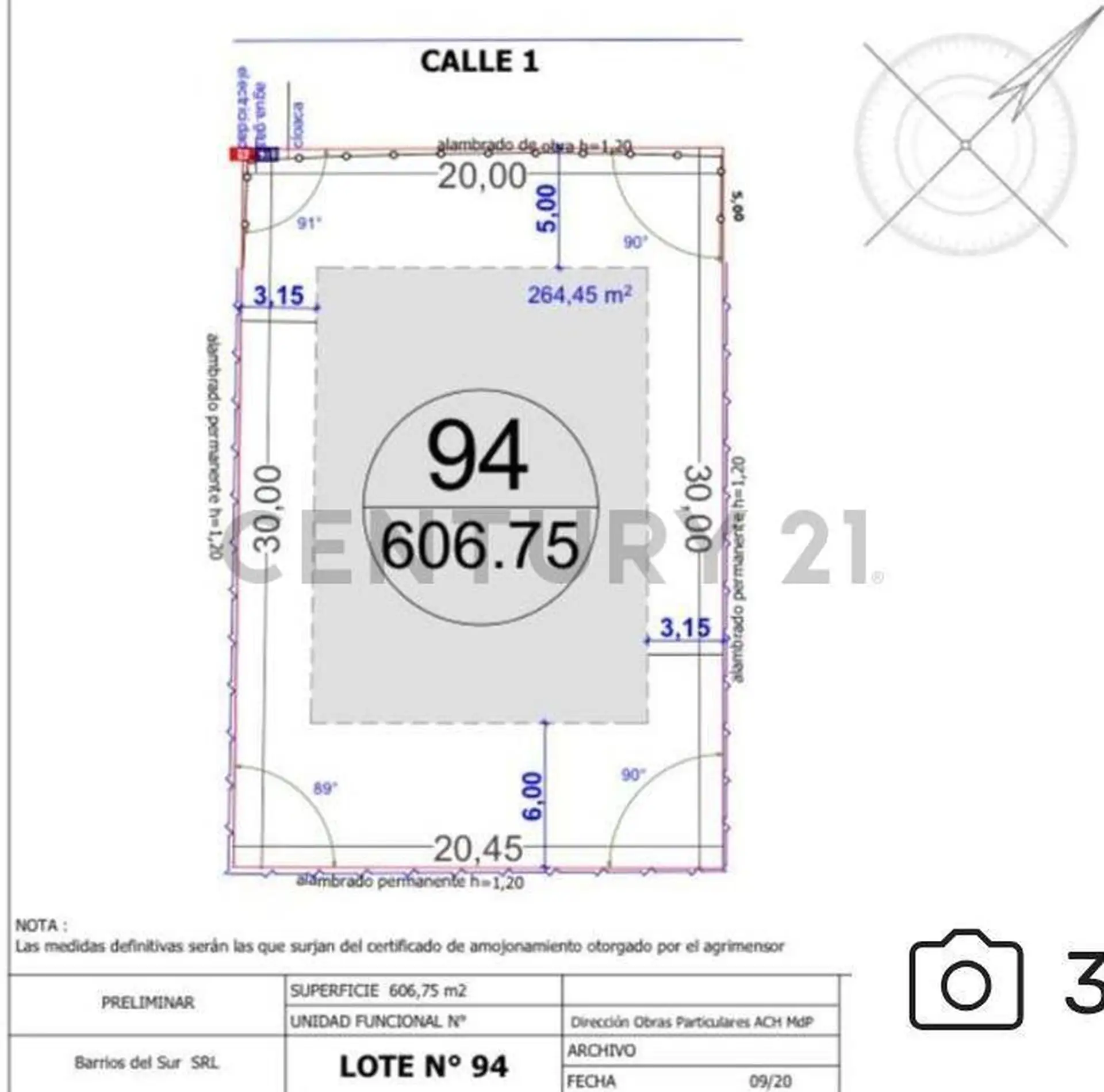 Venta lote en Arenas Chico de 607 m2