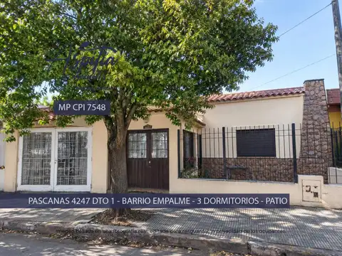 Alquiler casa 3 dormitorios y patio en empalme - cordoba