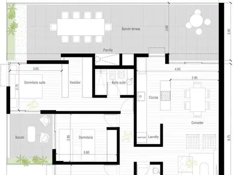 Departamento 4 ambientes con 2 baños