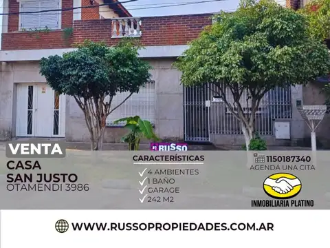 Venta casa 4 ambientes San Justo