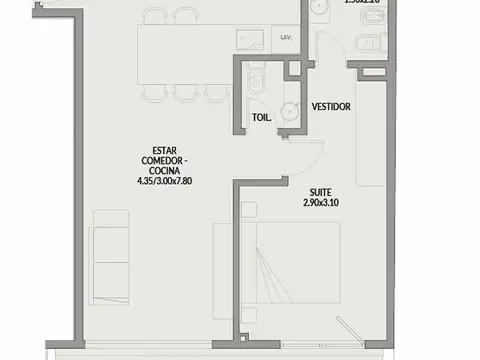 Departamento en Venta de 2 ambientes
