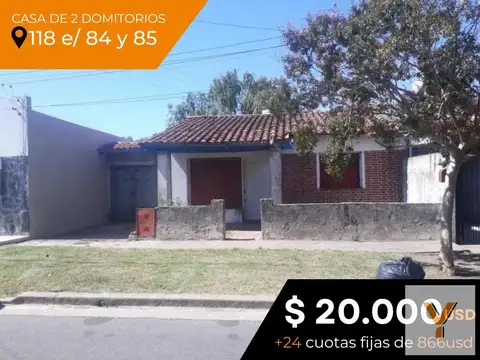 Casa en venta - 2 Dormitorios 1 Baño - 337Mts2 - Villa Elvira [FINANCIADA]