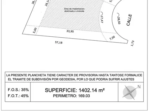 Terreno en Venta de 1402,0 m2