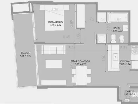 Departamento en Venta de 1 dormitorio