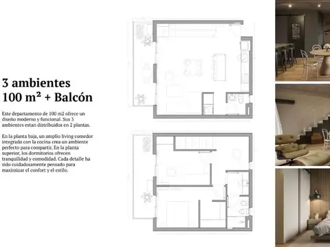 Departamento 3 ambientes con 2 baños