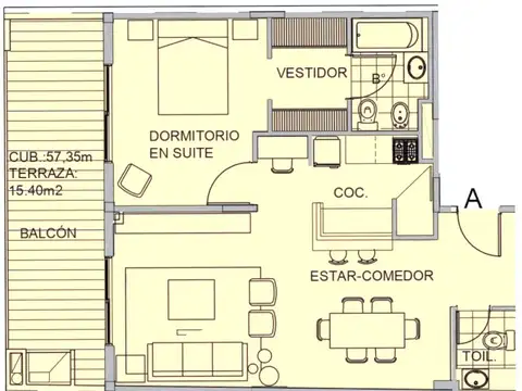 Departamento en Venta de 2 ambientes