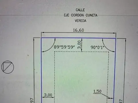 Terreno en Venta 16  mts Frente