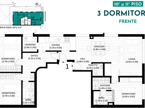 Departamento 5 ambientes con 2 baños