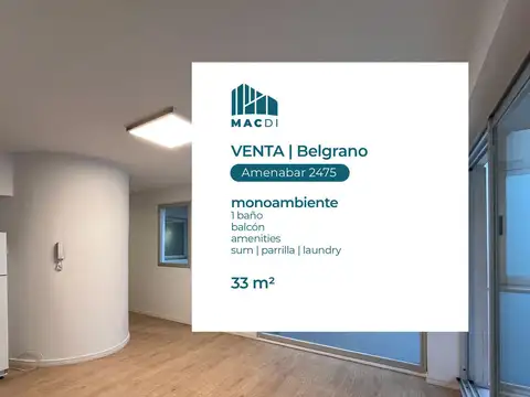Excelente Dpto. monoambiente en Venta.