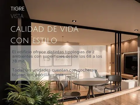 Venta Departamento 2 ambientes 68m2 Tigre en Construccion