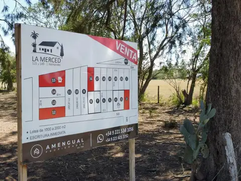 VENTA LOTES DE 1000 a 2000 M2 CON ESCRITURA BARRIO ABIERTO LA MERCED 515 y 149 LA PLATA