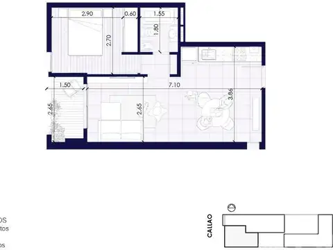 Departamento en Venta de 1 dormitorio